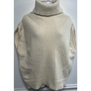 Anthropologie Moth Womens Cashmere Tunic Sweater Vest S Turtleneck Ivory Preppy